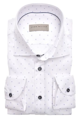 Overhemd John Miller wit printje Tailored Fit