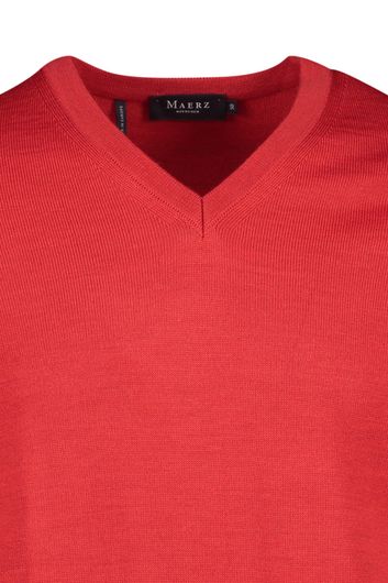 Pullover Maerz rood merinowol v-hals
