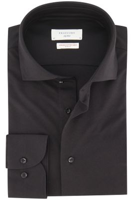 Profuomo Profuomo overhemd Slim Fit zwart uni met wide spread boord