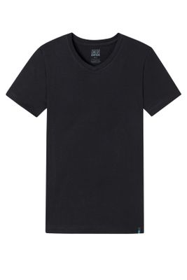 Schiesser Schiesser t-shirt effen zwart Long Life Cotton v-hals