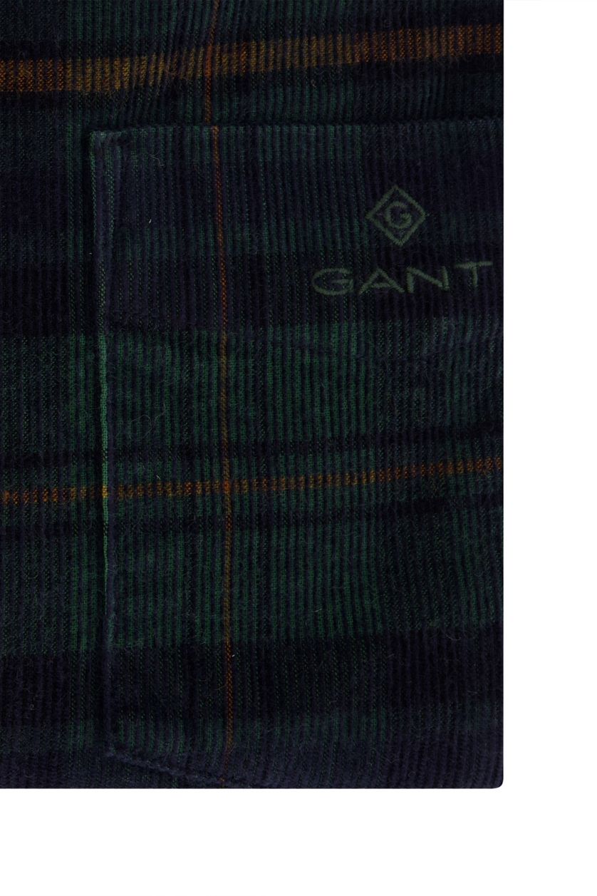 Gant casual overhemd normale fit groen geruit corduroy, katoen