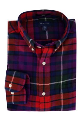 Gant Gant casual overhemd wijde fit rood geruit flanel met button down boord
