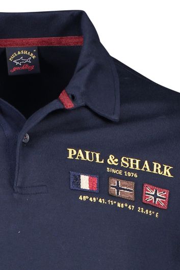 Navy polo Paul & Shark lange mouwen met embleem