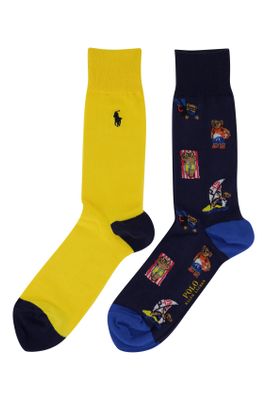 Polo Ralph Lauren Ralph Lauren sokken 2-pack navy en geel
