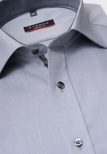 Eterna business overhemd  wijde fit grijs geprint katoen