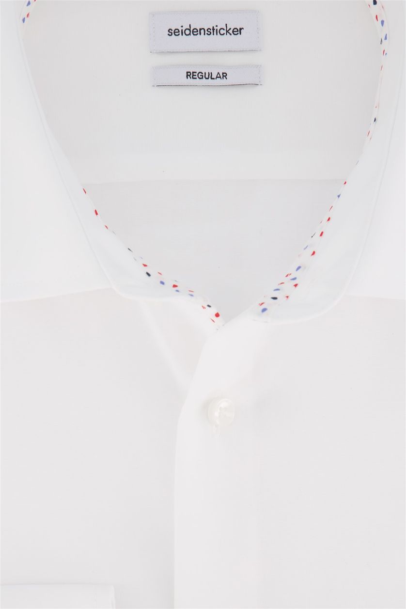 Wit overhemd Seidensticker Regular Fit strijkvrij met borstzak