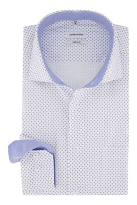 Seidensticker Seidensticker overhemd wit blauw met print