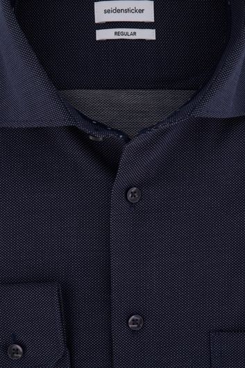 Navy overhemd Seidensticker Regular Fit stippen