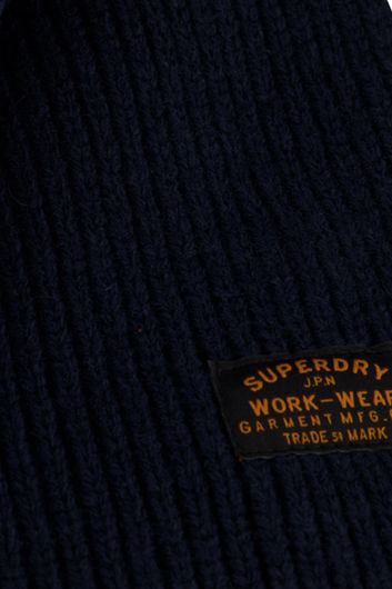 Superdry sjaal met structuur donkerblauw