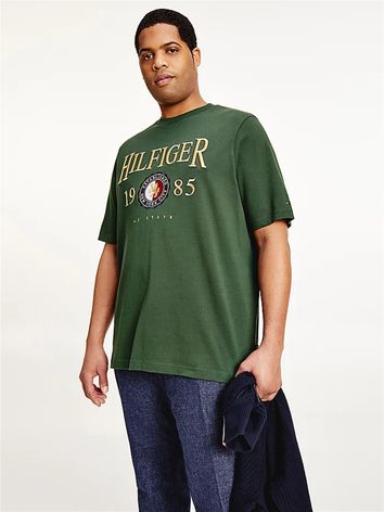 T-shirt Tommy Hilfiger Big & Tall donkergroen met opdruk