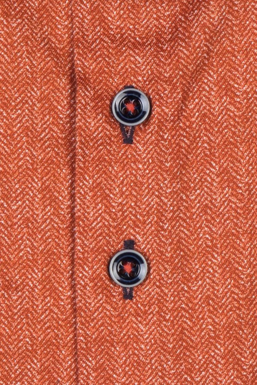 Zakelijke R2 Amsterdam overhemd oranje geprint katoen slim fit