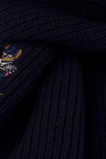 Navy shawl Ralph Lauren wol met embleem