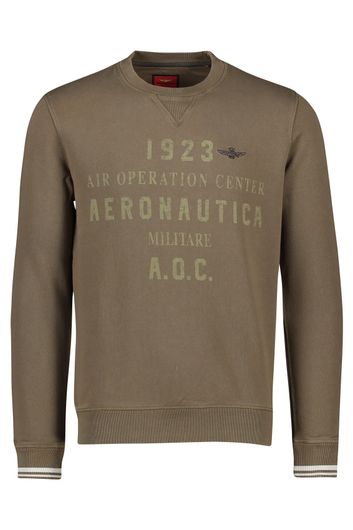 Bruine sweater Aeronautica Militare met opdruk
