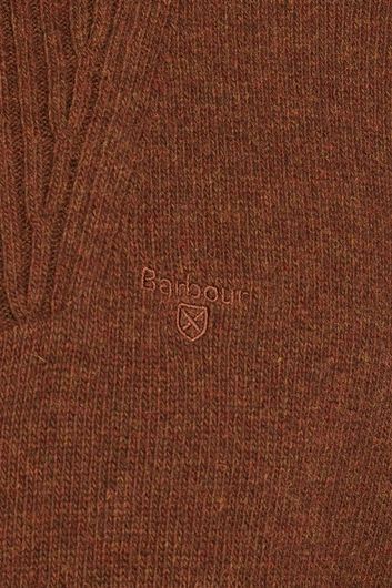 Barbour trui opstaande kraag bruin lamswol