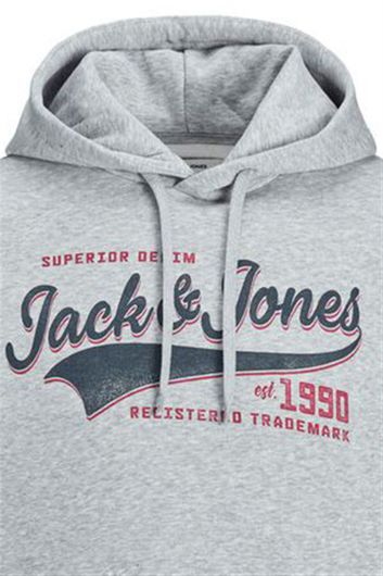 Jack & Jones hoodie Plus Size grijs met opdruk