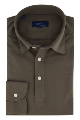 Eton Overhemd Eton bruin Contemporary Fit