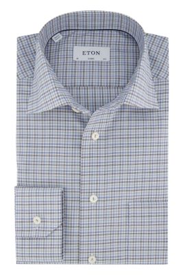 Eton Eton shirt Classic Fit blauw zwart geruit