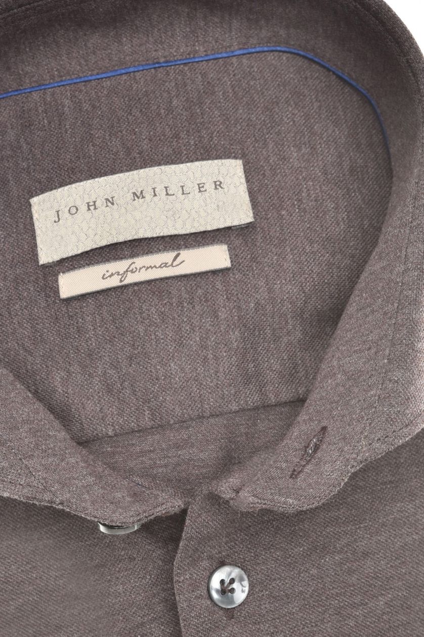 John Miller overhemd bruin Tailored Fit
