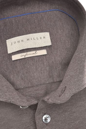 Overhemd John Miller Tailored Fit bruin