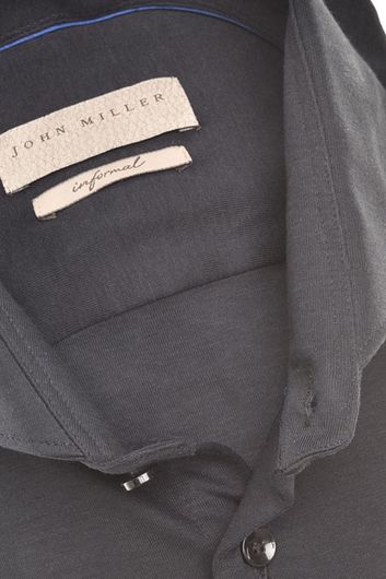 John Miller business overhemd John Miller Slim Fit slim fit zwart effen katoen