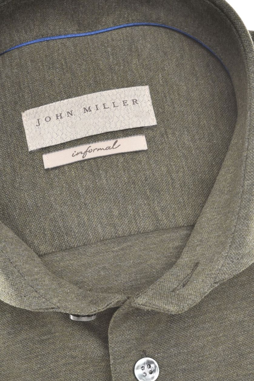 John Miller business overhemd John Miller Slim Fit slim fit groen effen katoen