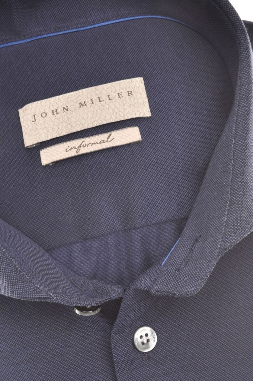 John Miller overhemd cutaway boord donkerblauw effen katoen