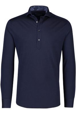 Ledub Ledub Modern Fit overhemd donkerblauw stretch