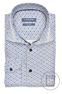 Ledub Ledub business overhemd Modern Fit normale fit blauw geprint katoen
