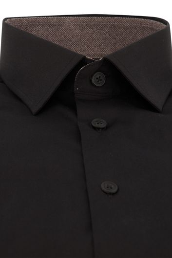 Overhemd Ledub Modern Fit zwart stretch