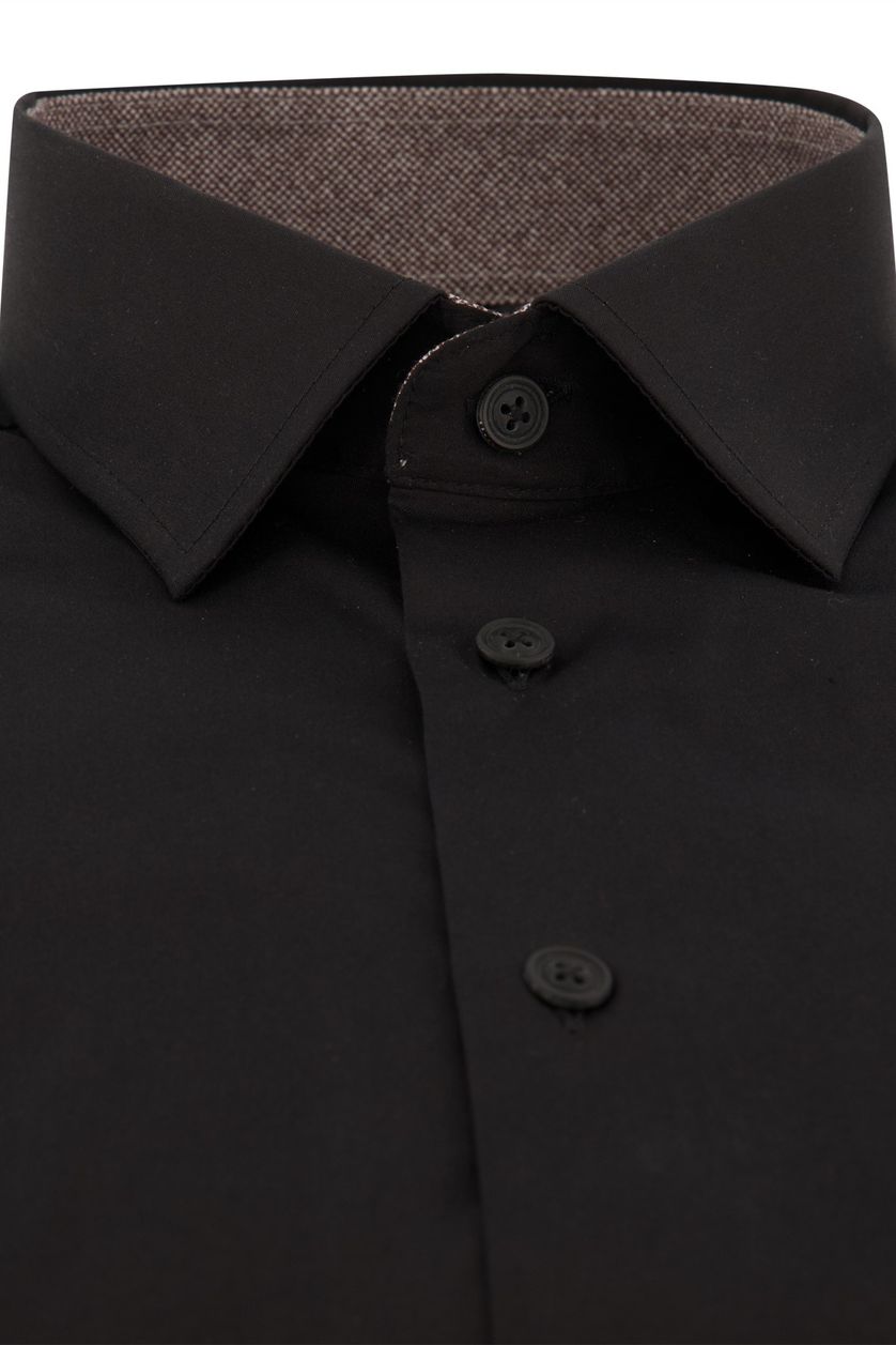 Zwart uni overhemd Ledub Modern Fit