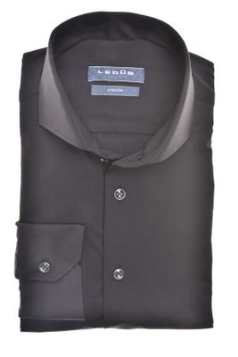 Ledub Zwart overhemd Ledub Modern Fit stretch