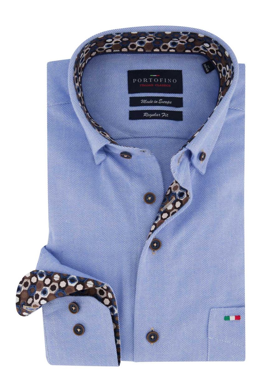 Overhemd Portofino Regular Fit blauw borstzak