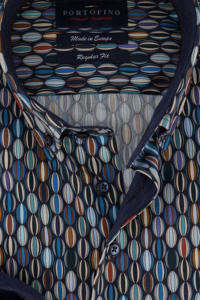 Portofino overhemd met donkerblauw Regular Fit