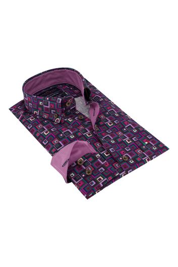 Portofino overhemd paars met print Regular Fit