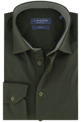 Ledub Overhemd Ledub mouwlengte 7 groen Modern Fit