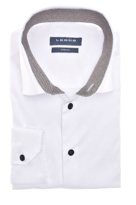 Ledub Ledub overhemd mouwlengte 7 stretch wit