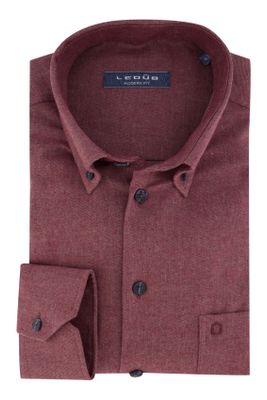 Ledub Ledub overhemd Modern Fit mouwlengte 7 rood melange