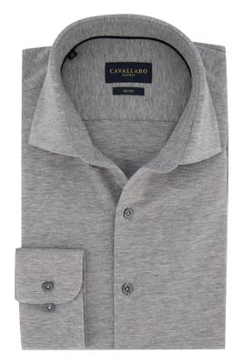 Cavallaro Overhemd grijs gemeleerd jersey Cavallaro Piquo