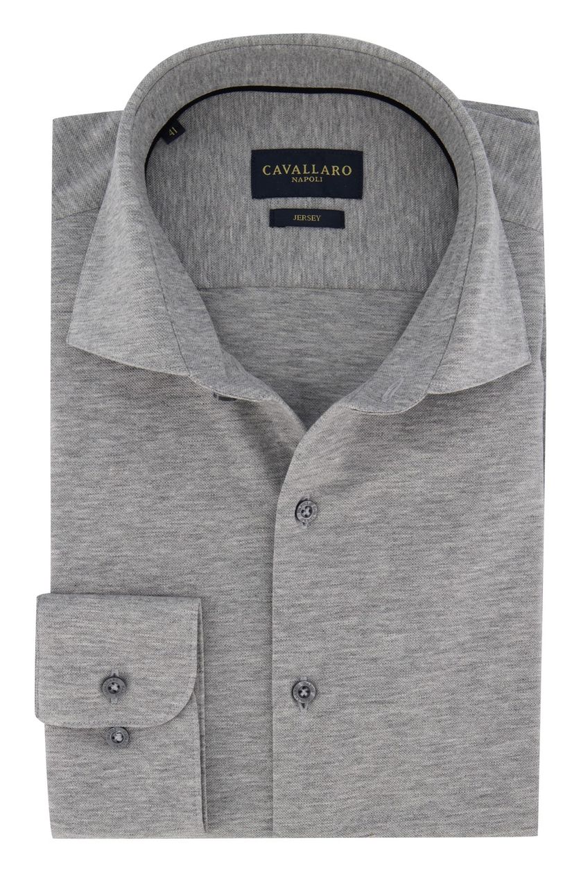Overhemd grijs gemeleerd jersey Cavallaro Piquo