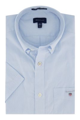 Gant Gant casual overhemd korte mouw normale fit lichtblauw gestreept katoen