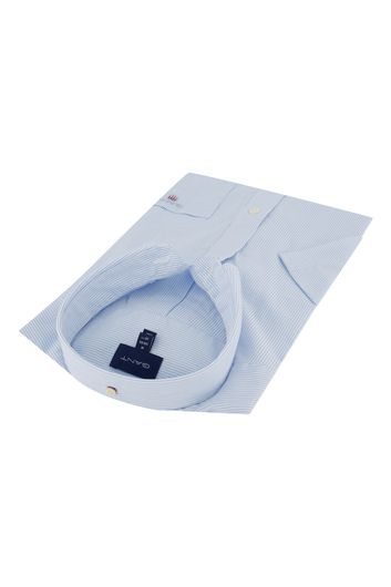 Gant casual overhemd korte mouw normale fit lichtblauw gestreept katoen