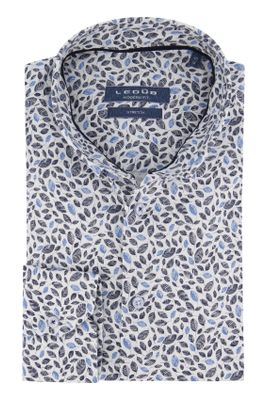 Ledub Overhemd met print Ledub wit blauw