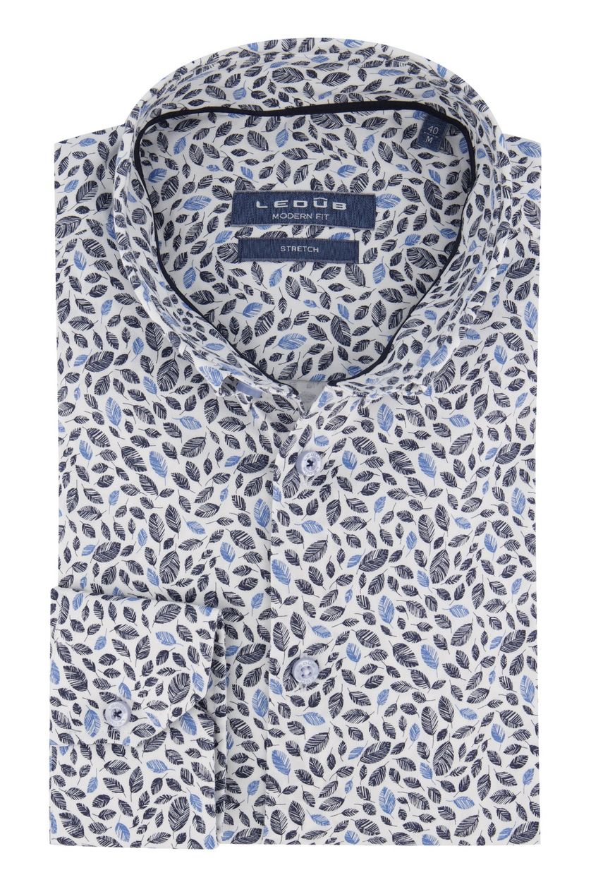 Overhemd met print Ledub wit blauw