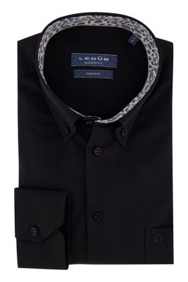 Ledub Ledub overhemd strijkvrij zwart Modern Fit
