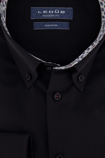 Zwart overhemd Ledub non iron Modern Fit