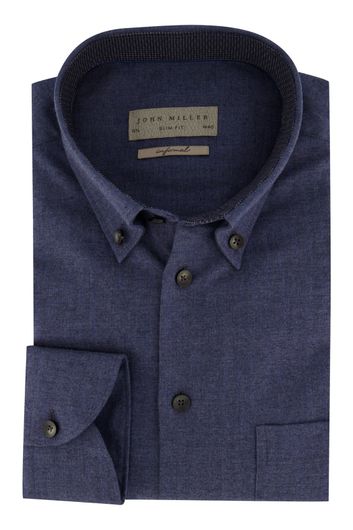 John Miller business overhemd Slim Fit slim fit donkerblauw effen katoen