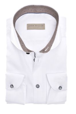 John Miller Overhemd John Miller mouwlengte 7 spierwit Tailored Fit