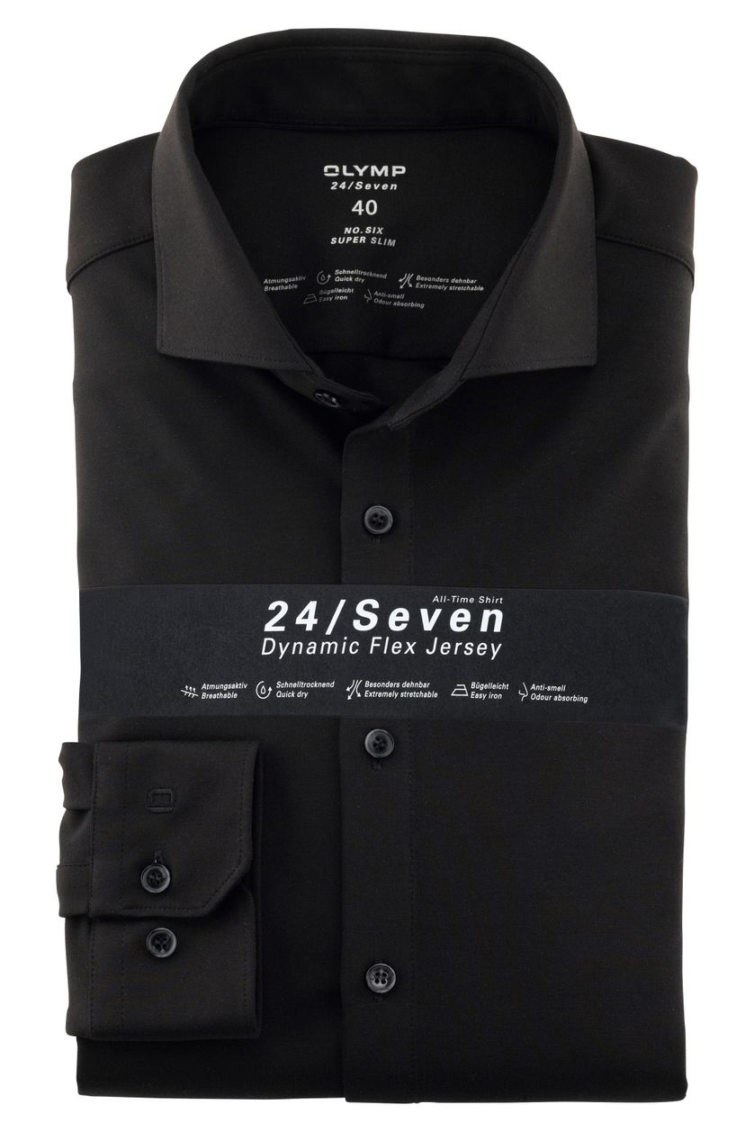 Olymp overhemd No. Six zwart knitted