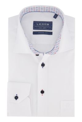 Ledub Ledub overhemd wit Modern Fit strijkvrij