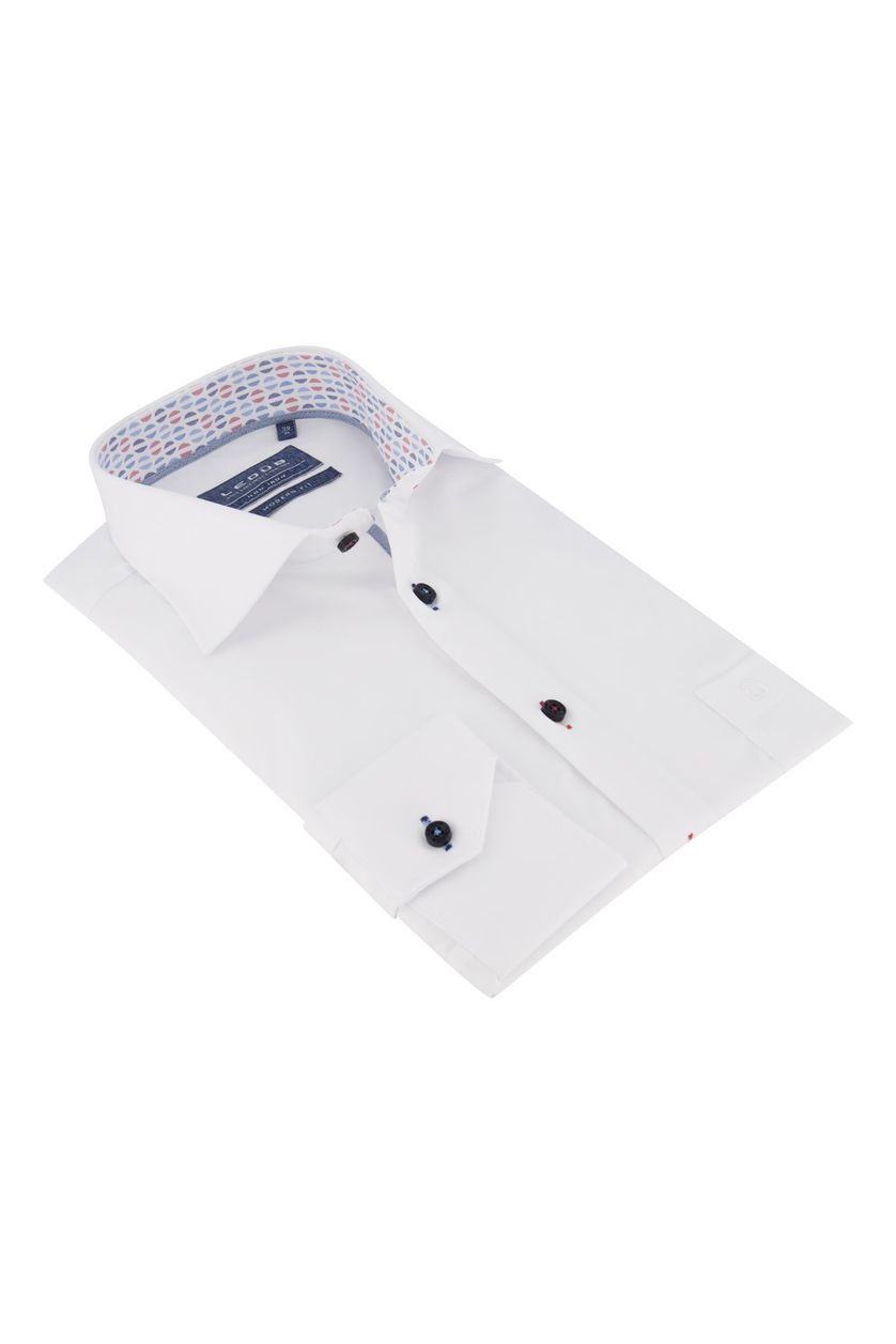 Ledub overhemd wit Modern Fit strijkvrij